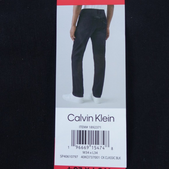 Calvin Klein Men Jeans 34x34 Straight Fit High Stretch True Black 5-Pockets NWT - Picture 4 of 4